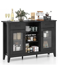 2-Drawer Sideboard Buffet Cabinet – 4 Adjustable Shelves for Storage Dining Room, Kitchen, or Living Room