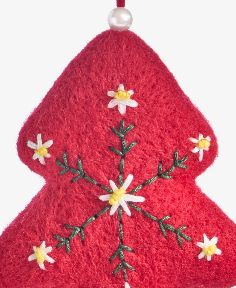 Holiday Lane Nordic Wonderland Felted Red Tree Ornament, Macy's Exclusive