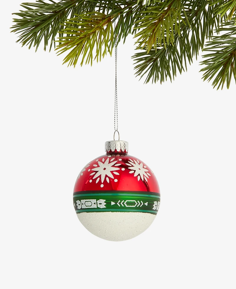 Holiday Lane Nordic Wonderland Glass Ball Ornament, Macy's Exclusive