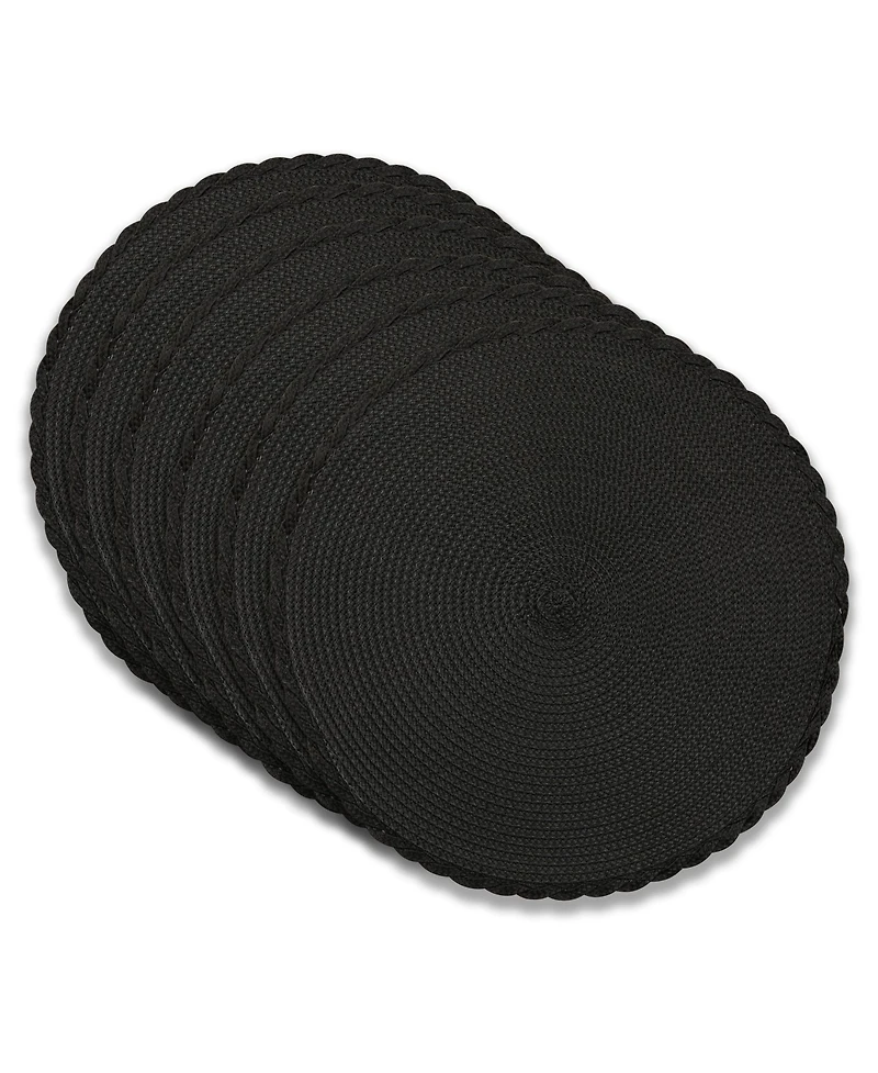 Dainty Home Braided 15" Round Woven Placemats Set of 6 - Durable, Reversible & Non-Slip Table Mats