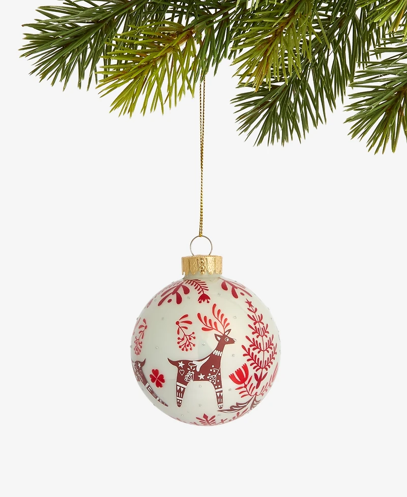 Holiday Lane Nordic Wonderland Glass Ball Ornament, Macy's Exclusive