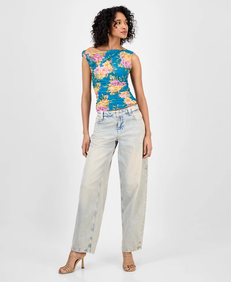 Guess Women's Mirin Floral-Print Off-The-Shoulder Top