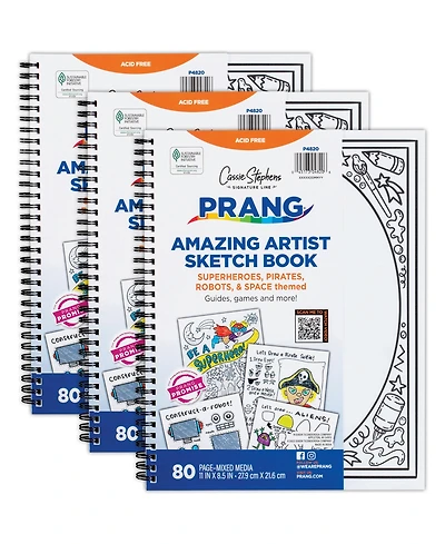 Prang Amazing Artists Sketch Book, Pack of 3