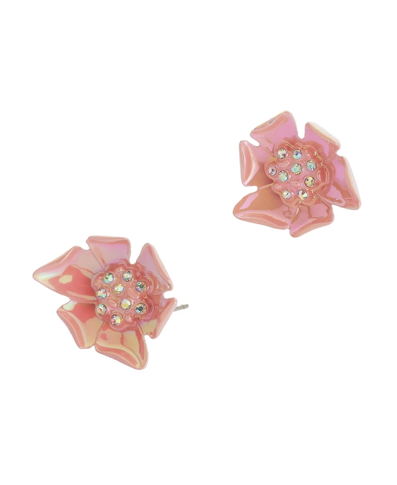 Betsey Johnson Faux Stone Garden Glam Flower Stud Earrings