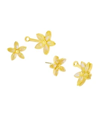 Betsey Johnson Faux Stone Garden Glam Daisy Barbell Jacket Earrings