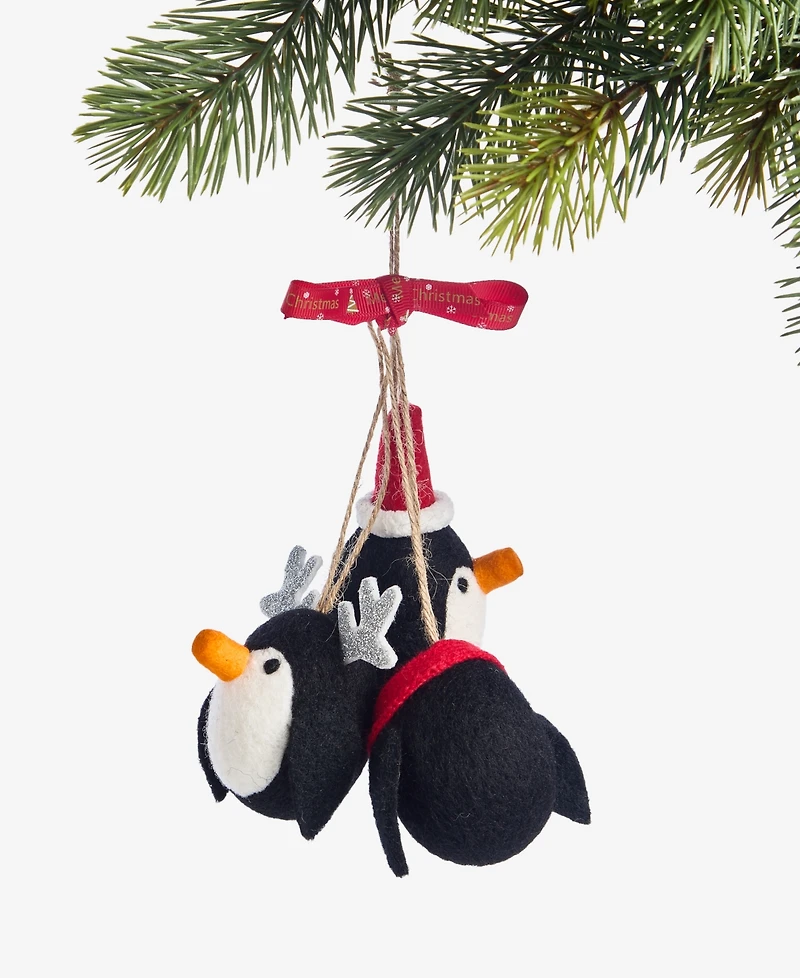 Holiday Lane Tiny Tidings Wool Three Penguins Ornament, Macy's Exclusive
