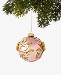 Holiday Lane Berry Tones Pink and Gold Floral Ball Ornament, Macy's Exclusive