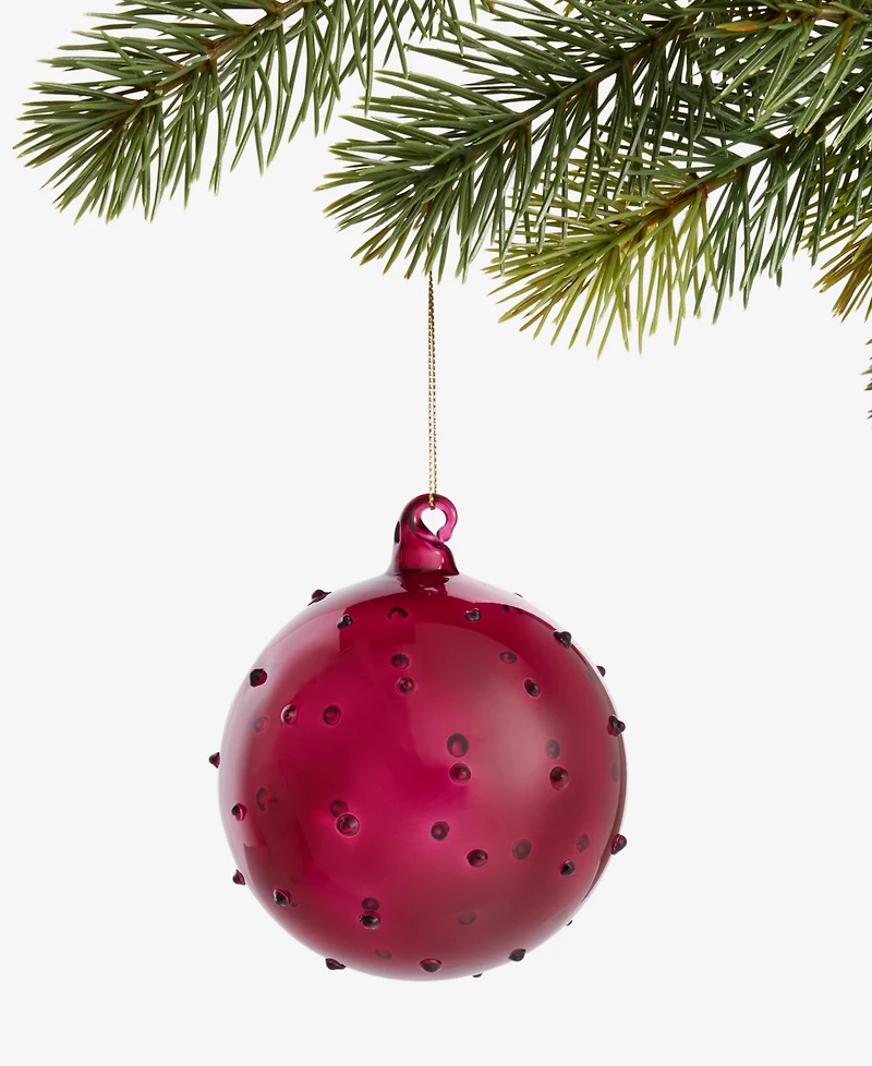 Holiday Lane Berry Tones Glass Clear Red Ball Ornament, Macy's Exclusive