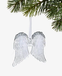 Holiday Lane Blessed Glass Feather-Trim Wings Ornament, Macy's Exclusive