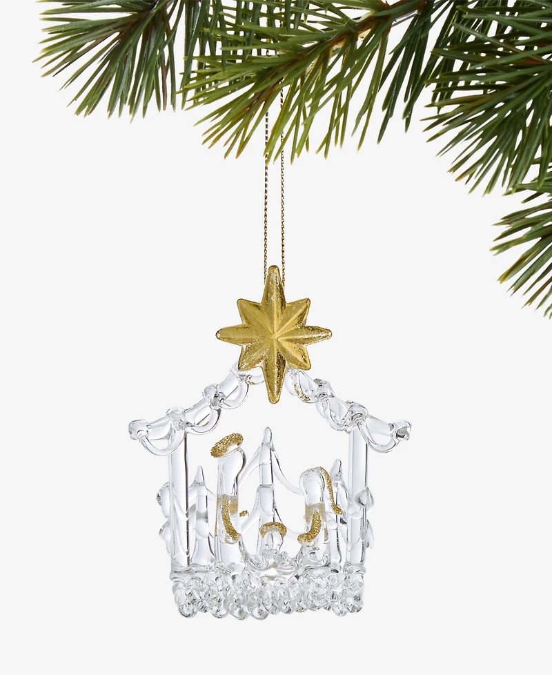 Holiday Lane Blessed Glass Holy Family Ornament, Macy's Exclusive