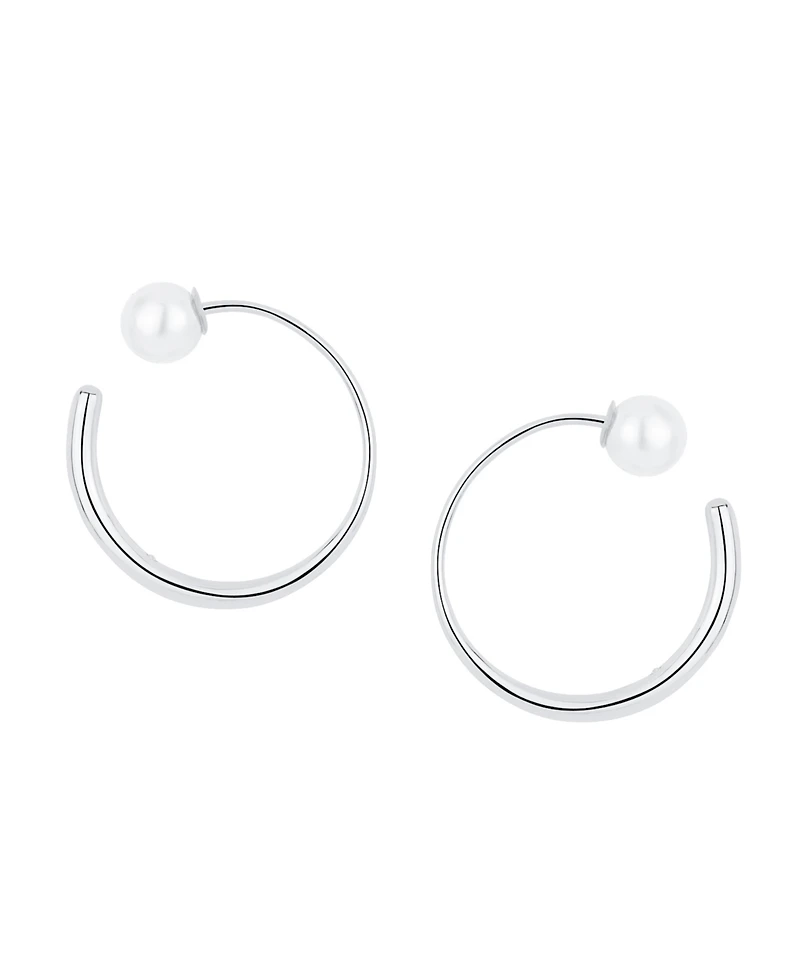 And Now This Simulated Cultivated Pearl Front Back Hoop Earrings