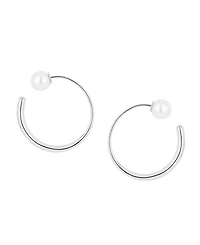 And Now This Simulated Cultivated Pearl Front Back Hoop Earrings