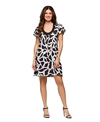 24seven Comfort Apparel Women's Short Sleeve Scoop Neck Mini Dress