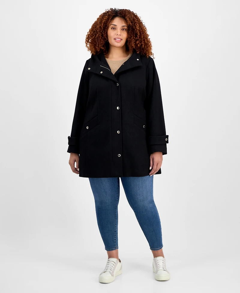 Michael Kors Plus Hooded Coat, Exclusively at Macy's
