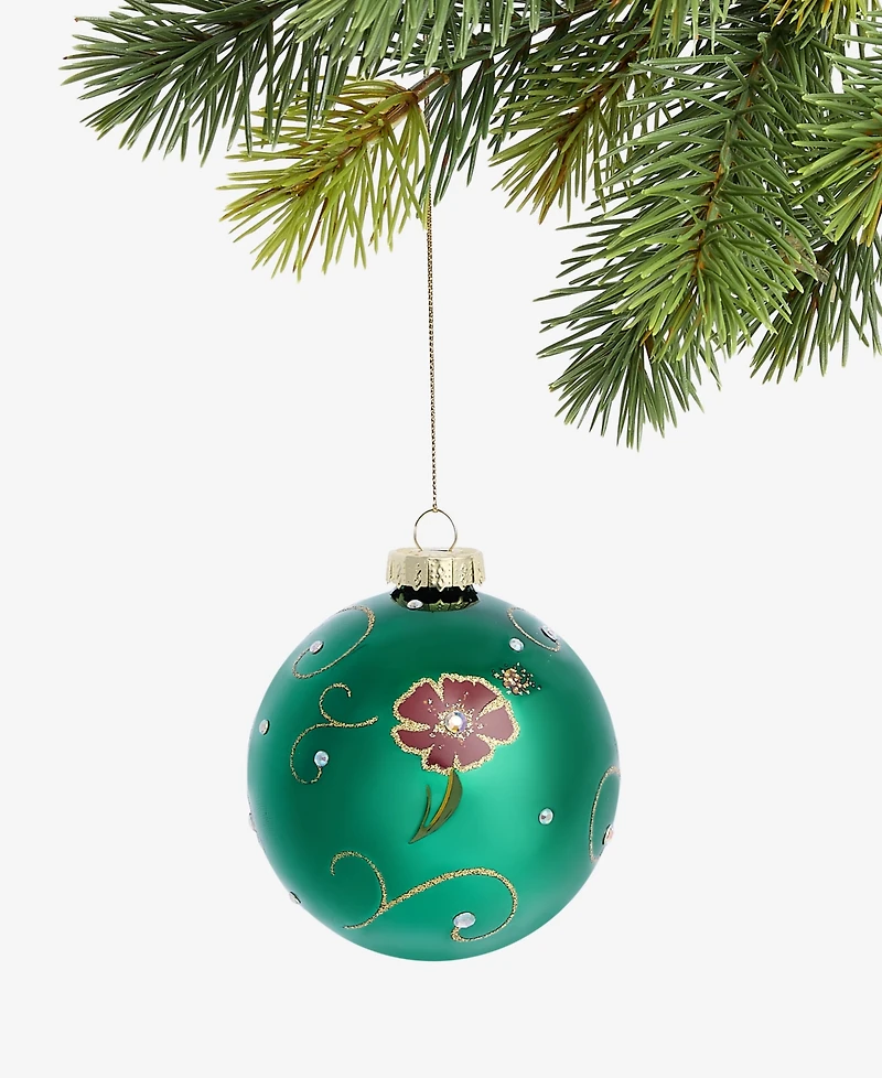 Holiday Lane Enchanted Forest Purple Floral Ball Ornament, Macy's Exclusive