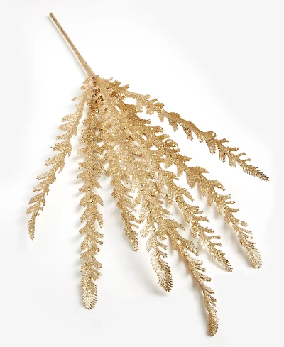 Holiday Lane Enchanted Forest Gold-Tone Leaves Pick Ornament, Macy's Exclusive