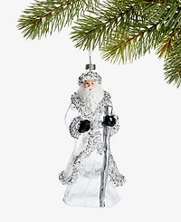 Holiday Lane Gilded Glamour Silver Santa Ornament, Macy's Exclusive