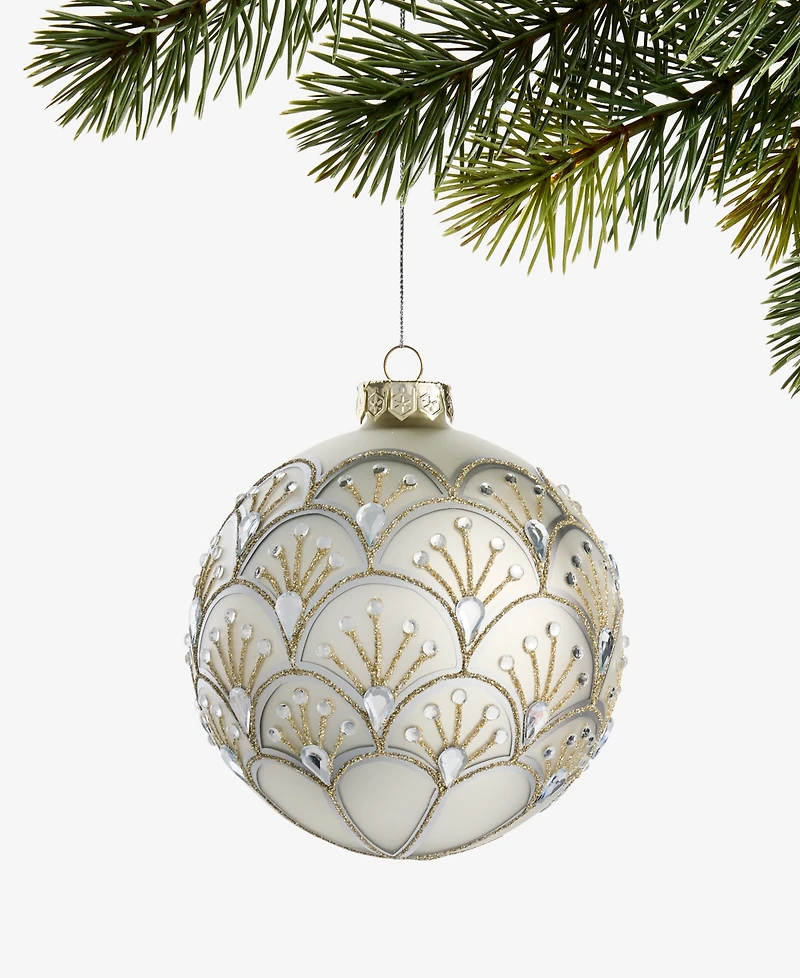 Holiday Lane Gilded Glamour Gold Pattern Ball Ornament, Macy's Exclusive