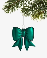 Holiday Lane Gilded Glamour Green Glass Bow Ornament, Macy's Exclusive