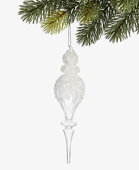 Holiday Lane Iced Delight Glass Frosted Finial Ornament, Macy's Exclusive