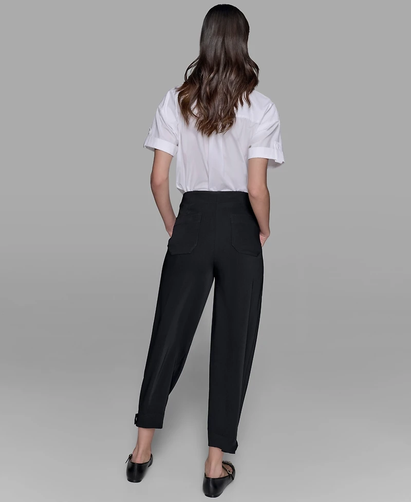 Karl Lagerfeld Paris Women's Tabbed Cropped Pants