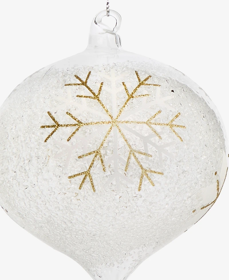 Holiday Lane Iced Delight Glass Snowflake Onion Ornament, Macy's Exclusive