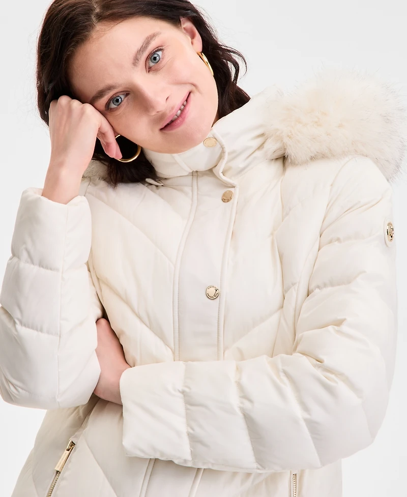 Michael Kors Women's Faux-Fur-Trim Hooded Puffer Coat, Exclusively at Macy's