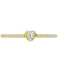 Cubic Zirconia Heart Promise Stack Ring 14k Gold-Plated Sterling Silver