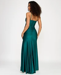 Juniors' Sleeveless Shirred Side-Slit Gown, Created for Macy's