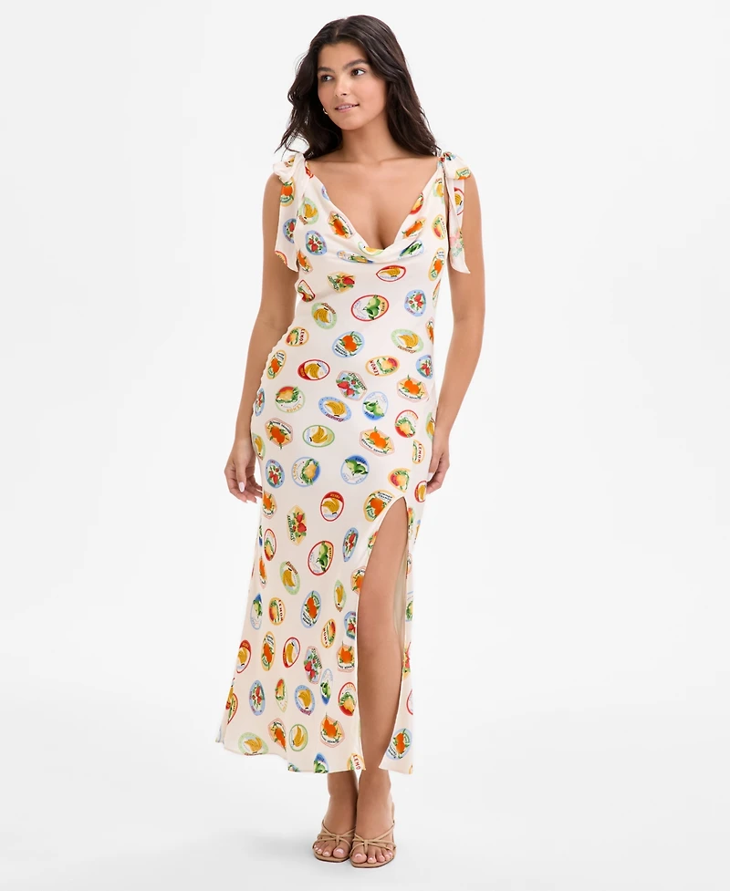 Astr the Label Women's Allexina Printed Tie-Shoulder Dress