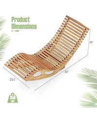 Acacia Wood Patio Rocking Sun Lounger with Ergonomic Curved Seat