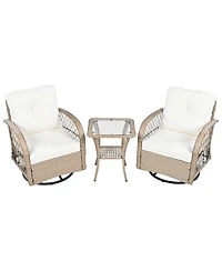 Mondawe 3-piece Outdoor Chair&Table Set Chat 2-person Rattan Seating Group