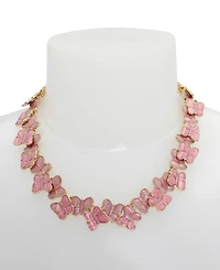 Betsey Johnson Pink Stone Sweetheart Butterfly Collar Necklace
