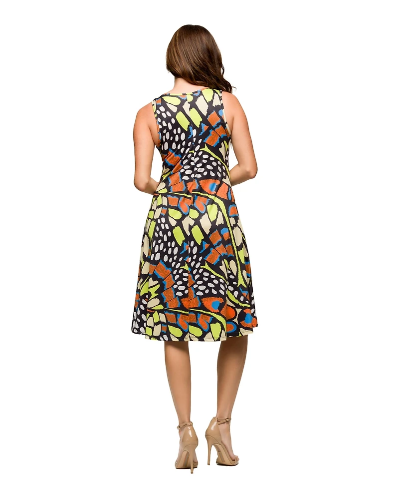 24seven Comfort Apparel Women's Sleeveless Knee Length Tank Swing Dress