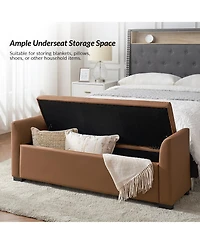 Monica 57.75"Wide Tufted Storage Bench with Flared Arms