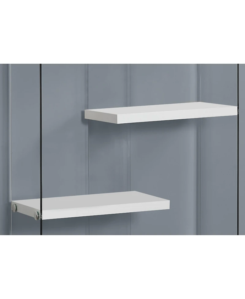59" White Glass Four Tier Etagere Bookcase