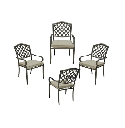 Casainc Cast Aluminum Outdoor Arm Dining Chair Patio Bistro Chairs With Cushion (Set of 4)