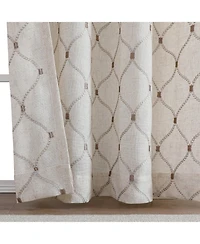 Kate Aurora 1 Piece Vienna Lux Embroidered Linen Blend Semi Sheer Grommet Window Curtain Panel - 84 in. Long