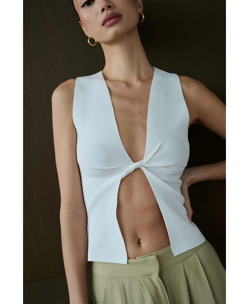 WeWoreWhat Women's Twist Front Flyaway Tank