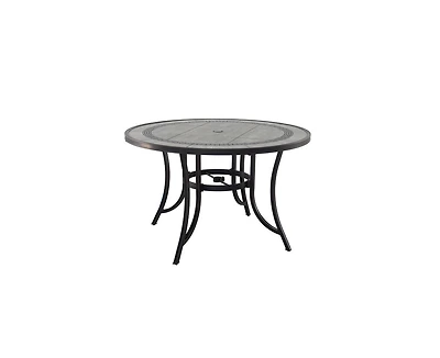 Casainc 48 inch Aluminum Ceramic Tile Top Round Dining Table with Umbrella Hole