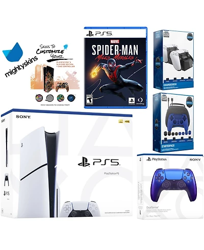 Sony Playstation 5 Slim Disc Bundle with Spider-Man: Miles Morales, Extra Controller, Pro Gamer Kit