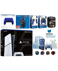 Sony Playstation 5 Slim Digital with Extra Volcanic Red Controller, Plantronics Headset, Gamer Kit, Trigger Kit and MightySkins Decal Voucher + 2 Year