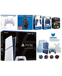 Sony Playstation 5 Slim Digital with Extra Volcanic Red Controller, Plantronics Headset, Gamer Kit, Trigger Kit and MightySkins Decal Voucher + 2 Year