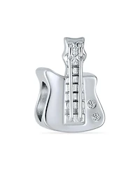 Bling Jewelry Set of 2 Music Notes G Clef & Electric Guitar Charm Bead Sterling Silver