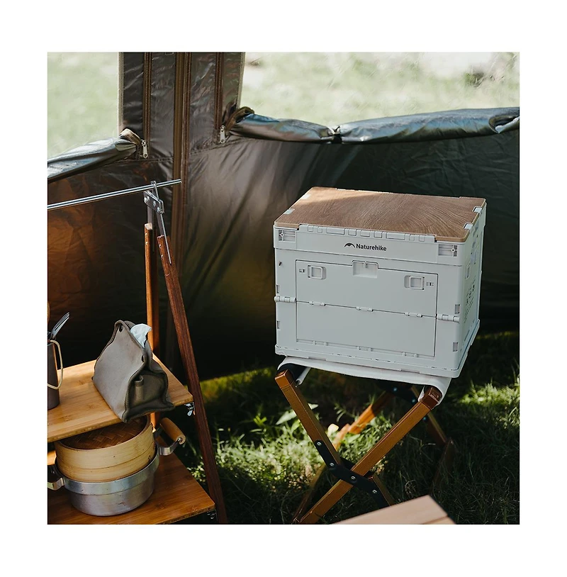 Naturehike Collapsible Storage Box, 23L Car Trunk Storage Box, Foldable Heavy-Duty Plastic Organizer with Lid, Portable Camping & Home Crate