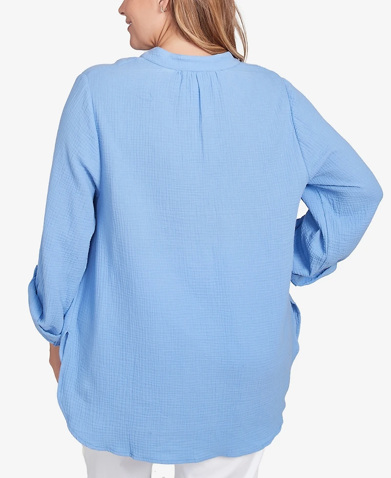 Ruby Rd. Plus Sleeve Henley Top