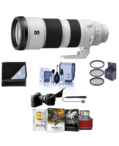 Sony Fe 200-600mm f/5.6-6.3 G Oss E-Mount Lens - Bundle With 95mm Filter Kit, Flex Lens Shade, Capleash Ii, Cleaniing Kit, Lens Wrap, Mac Software