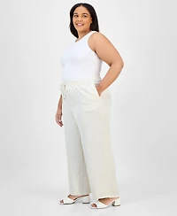 Jones New York Plus Size Drawstring Wide-Leg Pants