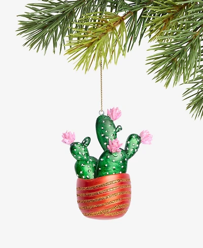 Holiday Lane Eclectic Charm Glass Potted Cactus Ornament, Macy's Exclusive