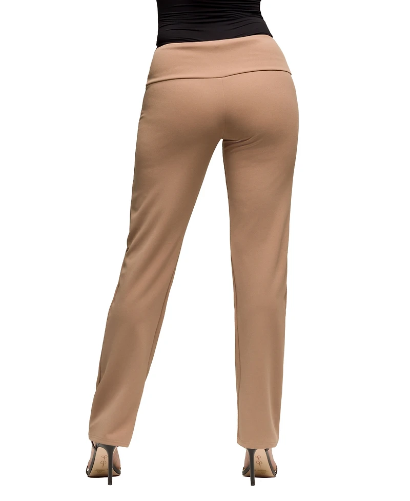 24seven Comfort Apparel Women's Comfortable Stretch High Waist Dress Pants